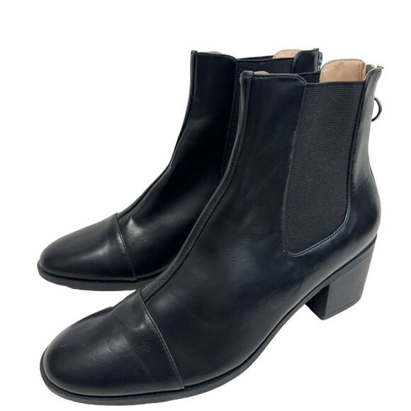 Journee Collection Nigella Booties Size 11 Black Vegan Leather Zip Block Heel - Picture 2 of 12